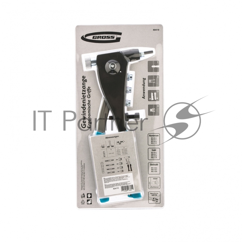 Заклепочник ручной, для резьбовых заклепок, заклепки М3, М4, М5, M6// Gross