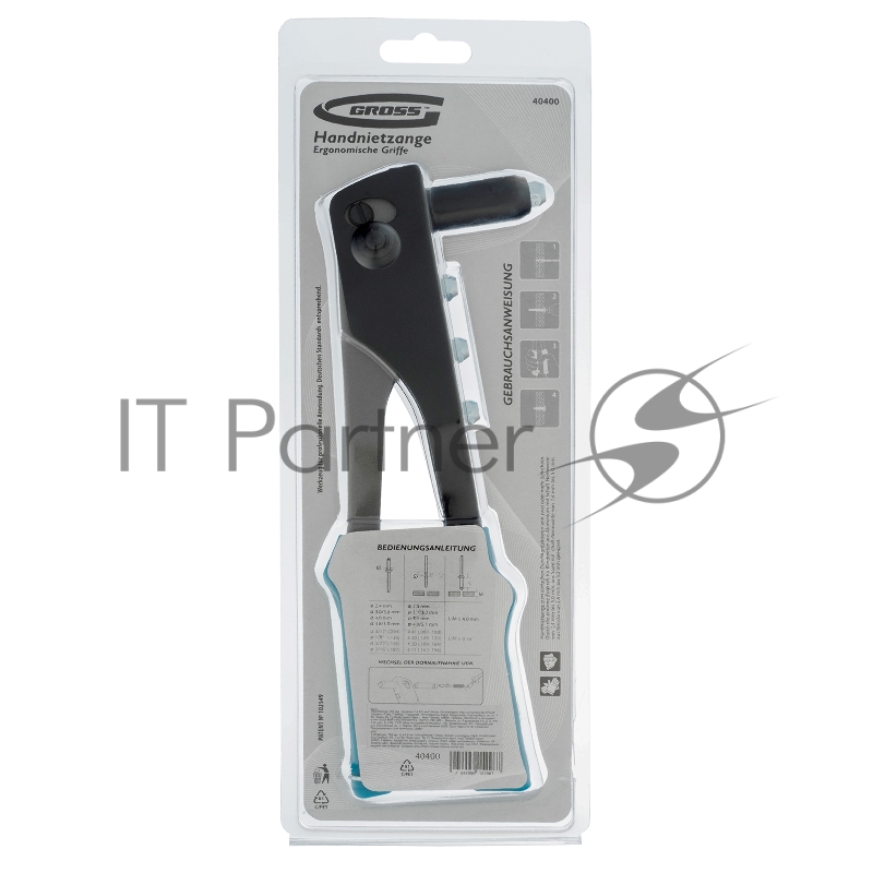 Заклёпочник 258 мм, заклёпки 2,4-4,8 мм// Gross