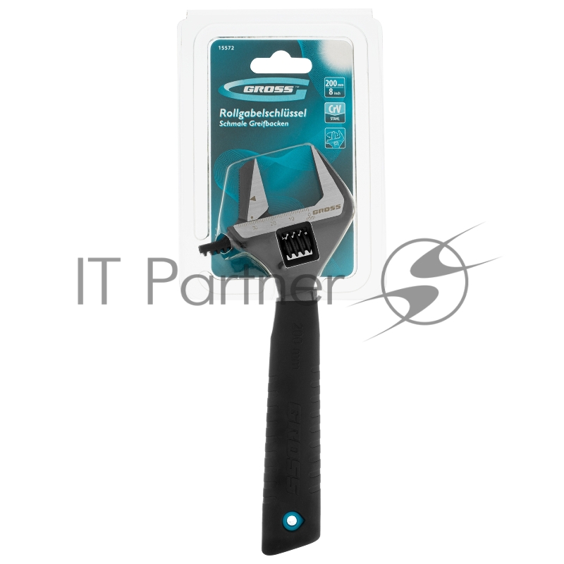 Ключ разводной, переставная губка, 200 мм, CRV //GROSS