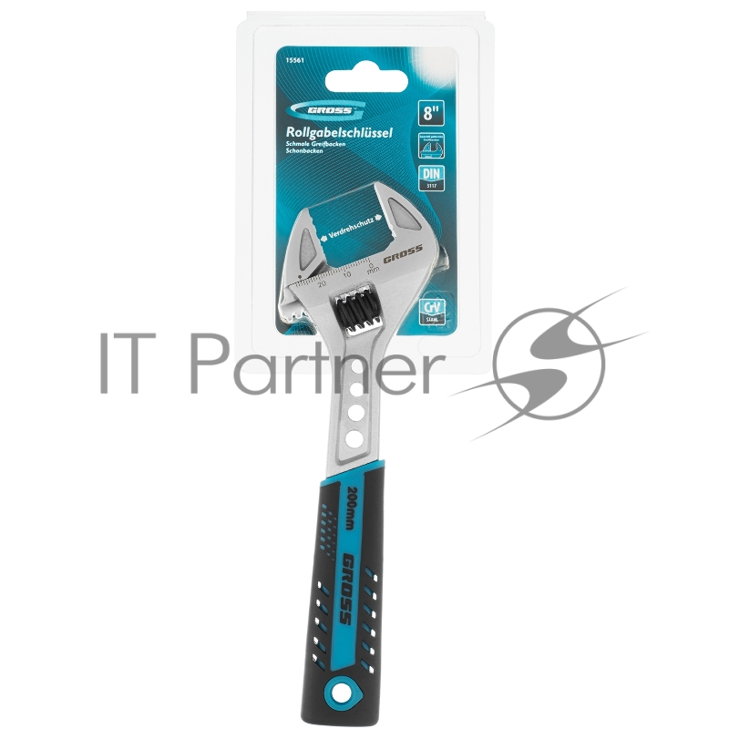 Ключ разводной, 200 мм,CrV, двухкомпонентная ручка// Gross