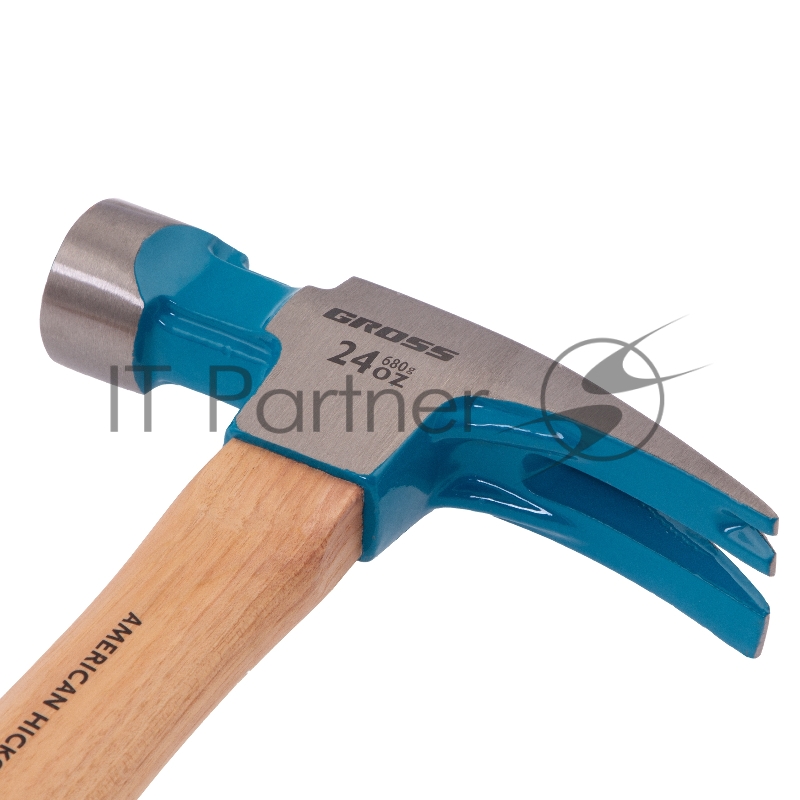 Молоток-гвоздодер, 680 г, угол 75, магнит, обрезиненная рукоятка AMERICAN HICKORY // GROSS
