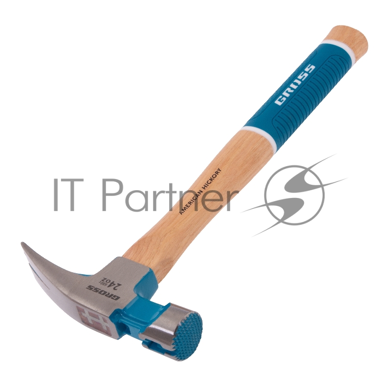 Молоток-гвоздодер, 680 г, угол 75, магнит, обрезиненная рукоятка AMERICAN HICKORY // GROSS