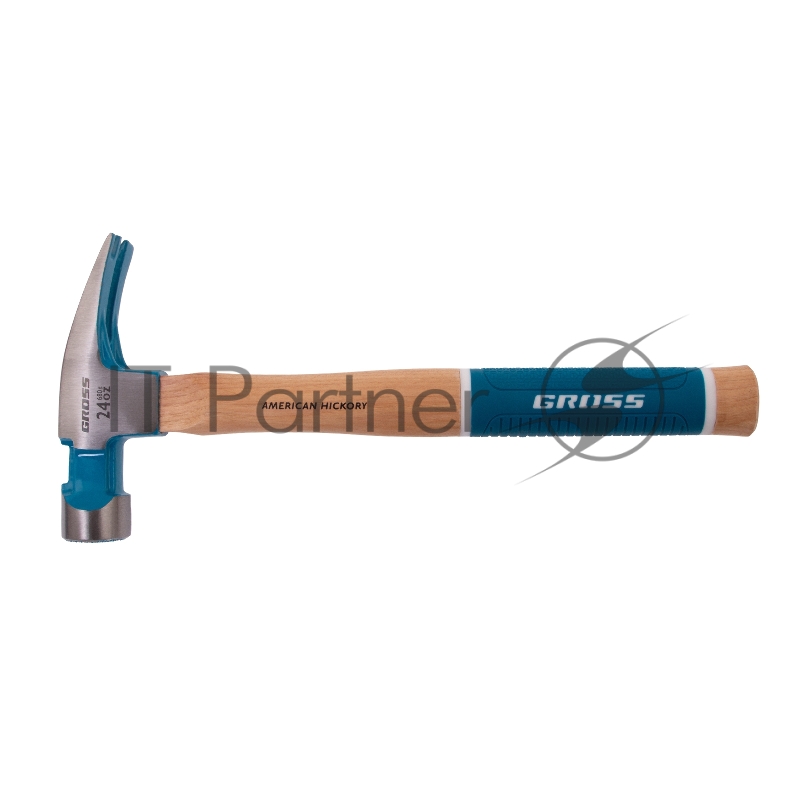Молоток-гвоздодер, 680 г, угол 75, магнит, обрезиненная рукоятка AMERICAN HICKORY // GROSS