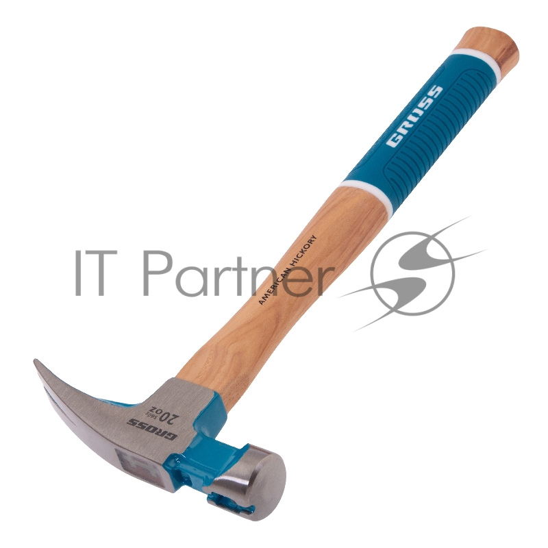 Молоток-гвоздодер,560 г, угол 75, магнит, обрезиненная рукоятка AMERICAN HICKORY // GROSS