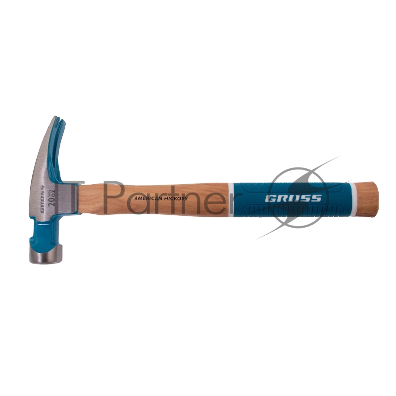 Молоток-гвоздодер,560 г, угол 75, магнит, обрезиненная рукоятка AMERICAN HICKORY // GROSS