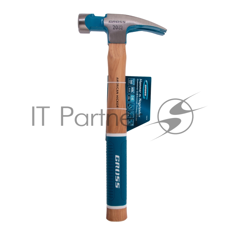 Молоток-гвоздодер,560 г, угол 75, магнит, обрезиненная рукоятка AMERICAN HICKORY // GROSS