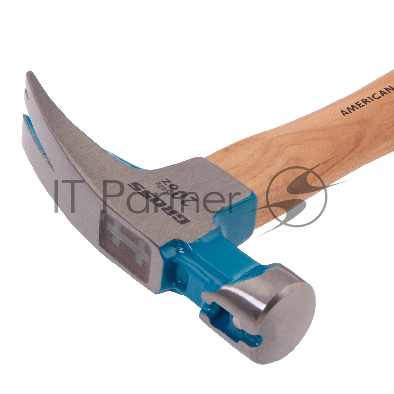 Молоток-гвоздодер,560 г, угол 75, магнит, обрезиненная рукоятка AMERICAN HICKORY // GROSS