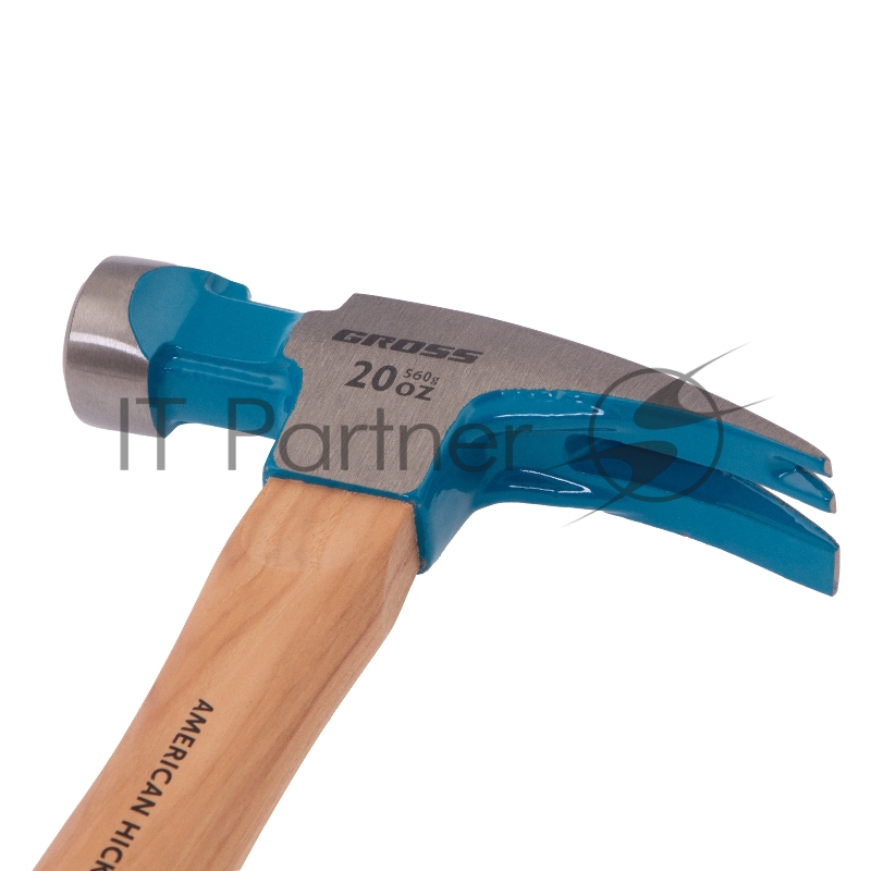 Молоток-гвоздодер,560 г, угол 75, магнит, обрезиненная рукоятка AMERICAN HICKORY // GROSS