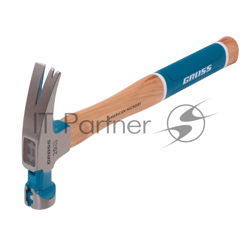 Молоток-гвоздодер,560 г, угол 75, магнит, обрезиненная рукоятка AMERICAN HICKORY // GROSS