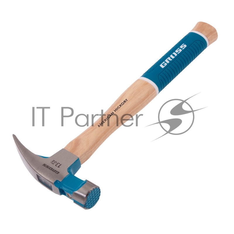 Молоток-гвоздодер, 380 г, угол 75, магнит, обрезиненная рукоятка AMERICAN HICKORY // GROSS