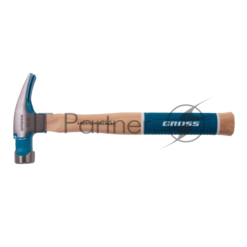 Молоток-гвоздодер, 380 г, угол 75, магнит, обрезиненная рукоятка AMERICAN HICKORY // GROSS