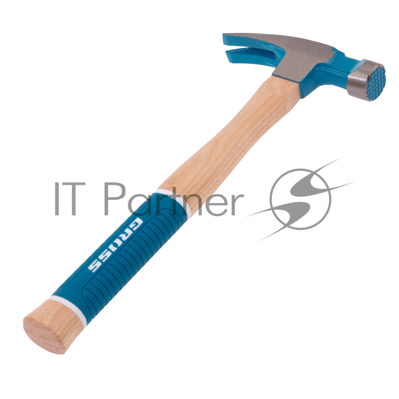 Молоток-гвоздодер, 380 г, угол 75, магнит, обрезиненная рукоятка AMERICAN HICKORY // GROSS