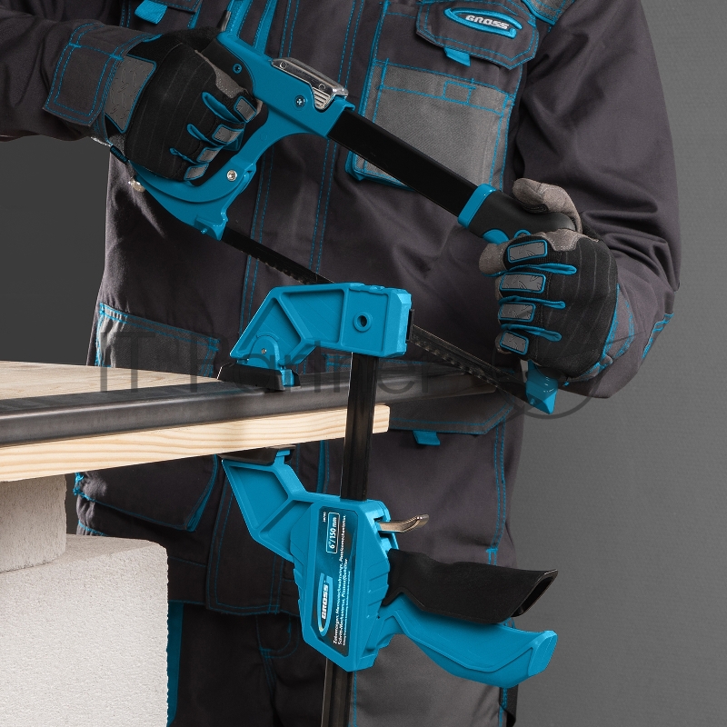 Струбцина реечная,быстрозажимная,пистоле типа,пошаг.механизм,пластиковый корпус,150мм// Gross