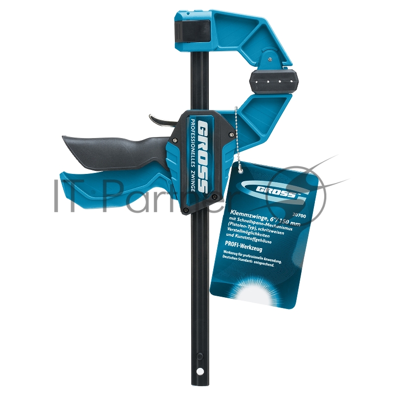 Струбцина реечная,быстрозажимная,пистоле типа,пошаг.механизм,пластиковый корпус,150мм// Gross