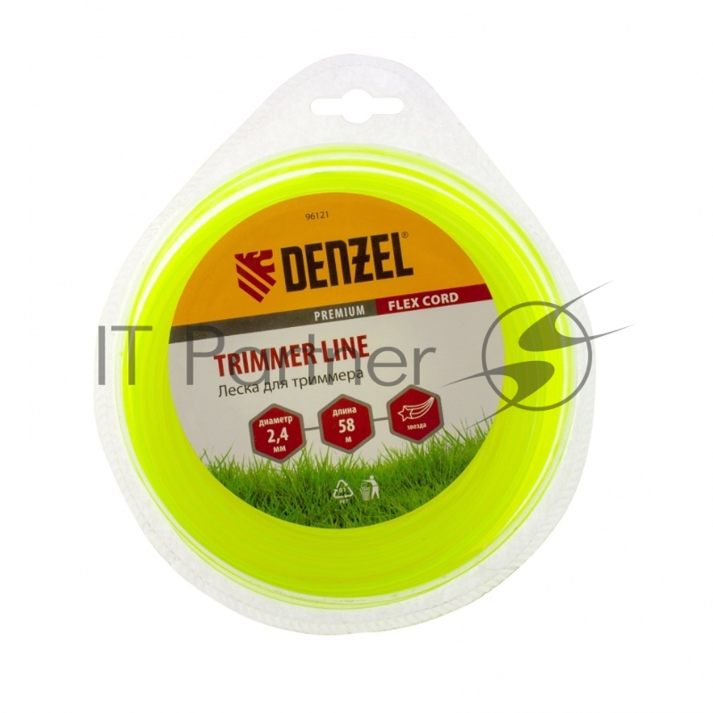 Леска для триммера звезда 2,4 мм х58 м, блистер FLEX CORD// Denzel