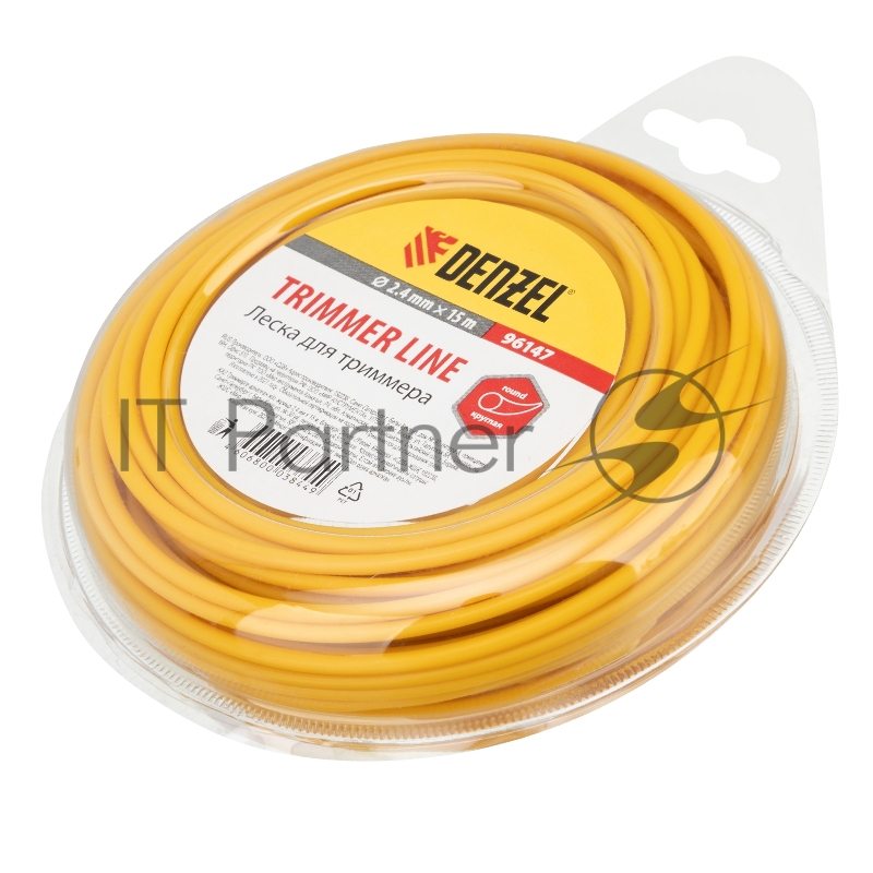 Леска для триммера круглая, 2,4мм х 15м, блистер Россия// Denzel