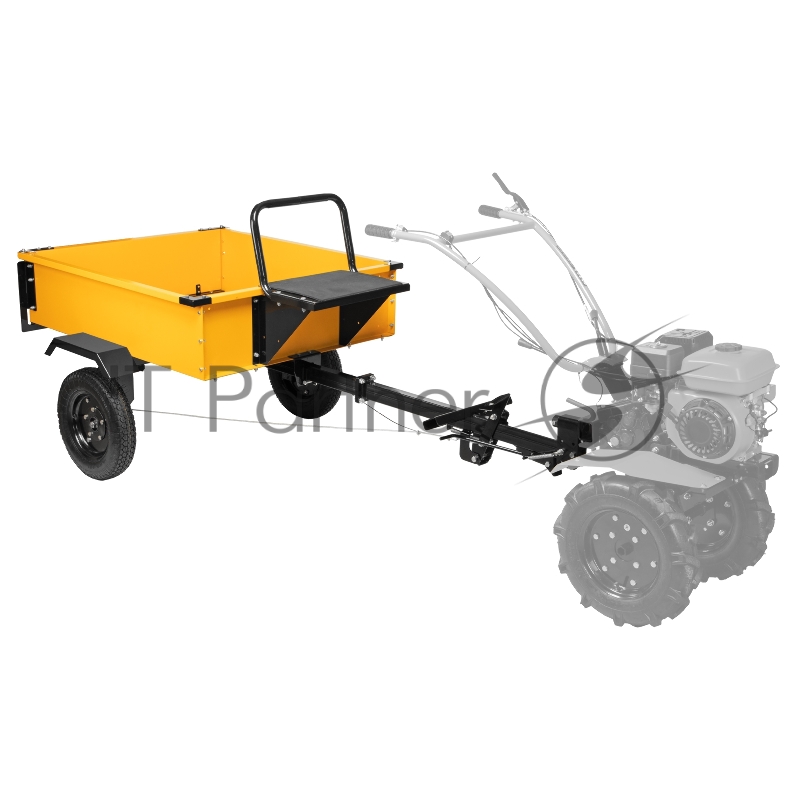 Прицеп для мотоблока TT-500, оцинк., груз. 500 кг, рег. сцепка, колеса 4.00-10, в упаковке// Denzel