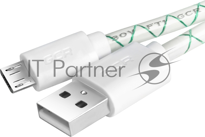 Кабель Greenconnect 2A 1.0m USB 2.0, AM/microB 5pin, бело-зеленый, белые коннекторы, 28/24 AWG, поддержка функции быстрой зарядки, GCR-UA9MCB3-BD-1.0m, морозостойкий.