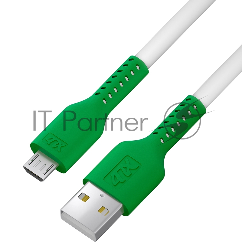 Кабель 0.5m MicroUSB, белый, зеленый ПВХ