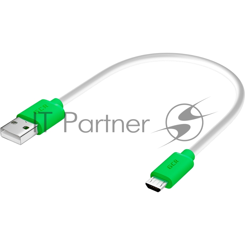 Кабель 0.5m MicroUSB, белый, зеленые коннекторы, быстрая зарядка, 28/24 AWG, GCR-53225