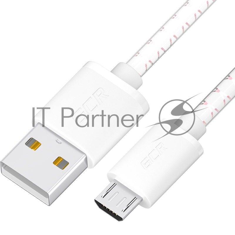 Кабель 1.0m MicroUSB, бело-розовый, белые коннекторы, быстрая зарядка, 28/24 AWG, GCR-54450