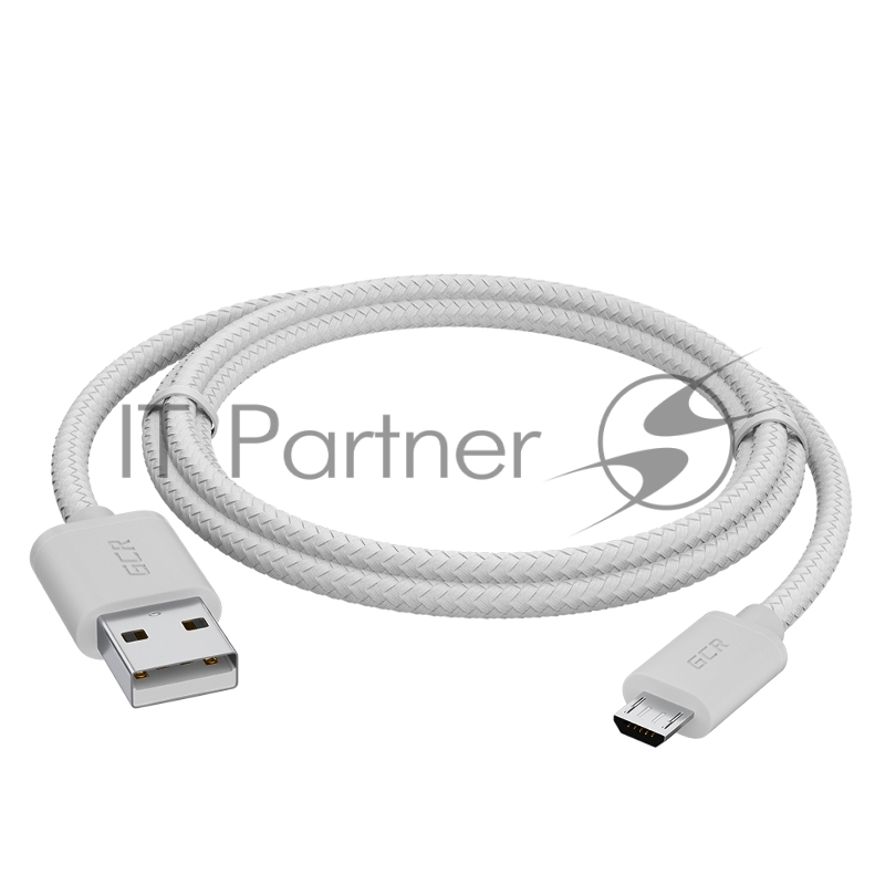 Кабель 1.5m MicroUSB, быстрая зарядка, белый нейлон, GCR-54083