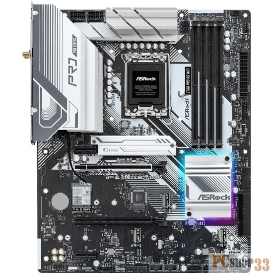 Материнская плата Asrock Z790 PRO RS WIFI Soc-1700 Intel Z790 4xDDR5 ATX AC`97 8ch(7.1) 2.5Gg RAID+HDMI+DP