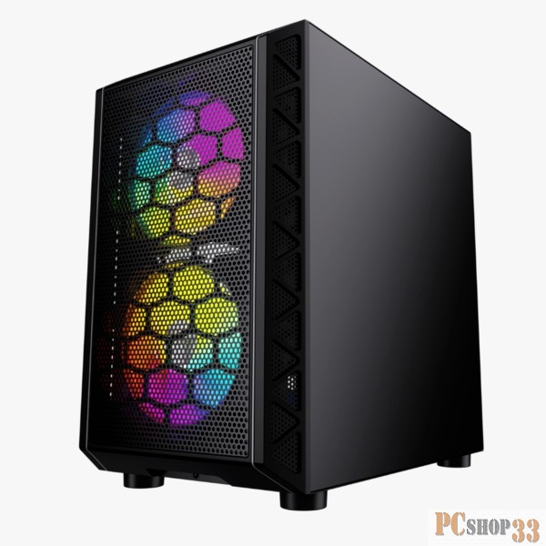 Корпус Powercase Mistral Micro H3B V2, Tempered Glass, 2x 140mm + 1х 120mm 5-color fan, черный, mATX (CMIH3BV2-L3)