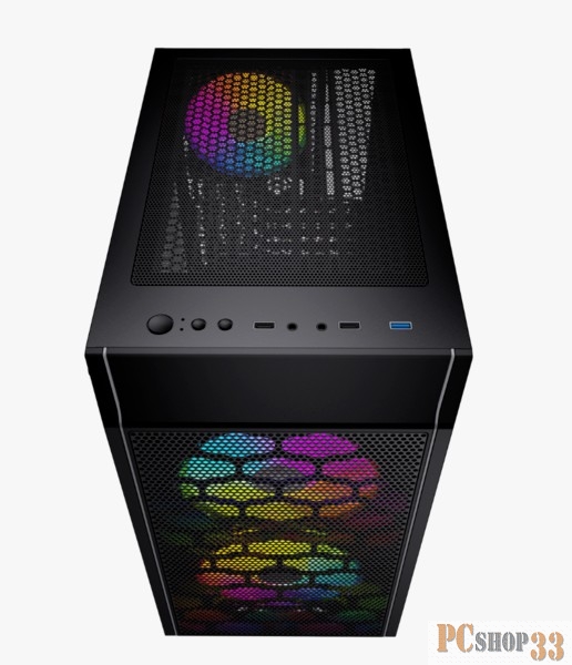 Корпус Powercase Mistral Micro H3B V2, Tempered Glass, 2x 140mm + 1х 120mm 5-color fan, черный, mATX (CMIH3BV2-L3)