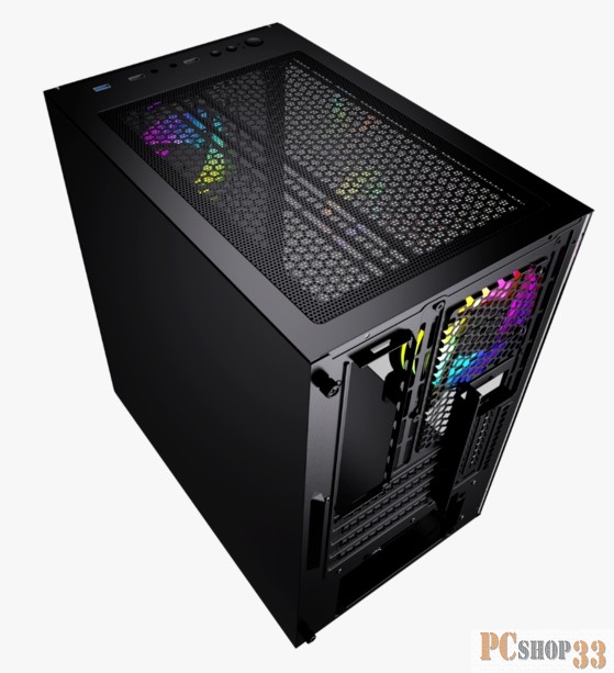 Корпус Powercase Mistral Micro H3B V2, Tempered Glass, 2x 140mm + 1х 120mm 5-color fan, черный, mATX (CMIH3BV2-L3)