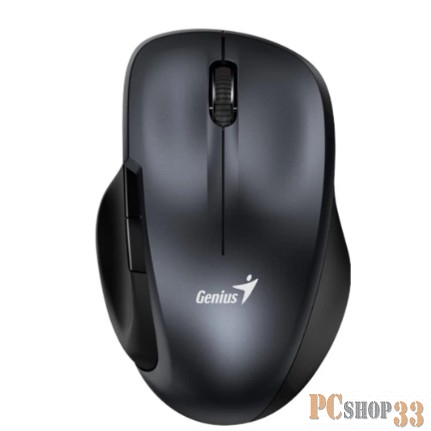Мышь беспроводная Genius Ergo 8200S Black. Полноразмерная, эргономичная, бесшумная, 5 кнопок. DPI 1200. Сенсор Blue Eye. Частота 2.4 GHz. Цвет: серый металлик