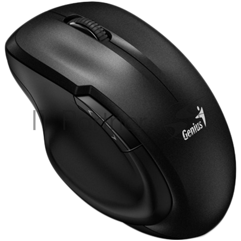 Мышь беспроводная Genius Ergo 8200S Black. Полноразмерная, эргономичная, бесшумная, 5 кнопок. DPI 1200. Сенсор Blue Eye. Частота 2.4 GHz. Цвет: чёрный