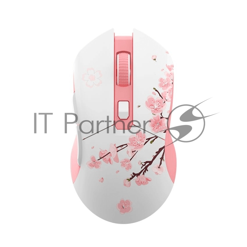 Мышь игровая беспроводная Dareu EM901X Sakura Pink (розовая сакура), DPI 400/800/1600/3200/6400/12000, подключение: проводное+2.4GHz, подсветка RGB, с зарядной станцией, встроенный аккумулятор 930mAh, размер 124x67x39мм
