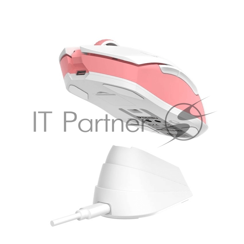 Мышь игровая беспроводная Dareu EM901X Sakura Pink (розовая сакура), DPI 400/800/1600/3200/6400/12000, подключение: проводное+2.4GHz, подсветка RGB, с зарядной станцией, встроенный аккумулятор 930mAh, размер 124x67x39мм