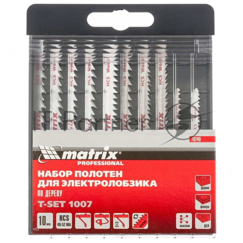 Набор полотен для электролобзика по дереву, 10 шт, T-SET1007// Matrix