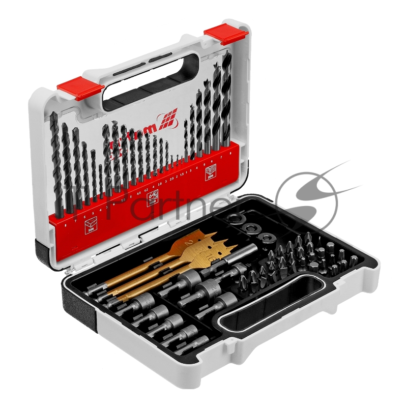 Набор сверл комб.,мет.1-6мм,бет.3-8мм,дер. перки,бит.30шт,адап.,голов.8шт PRO// Matrix