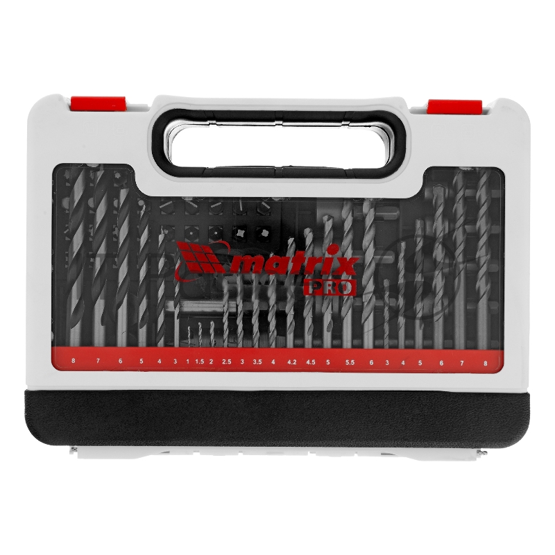 Набор сверл комб.,мет.1-6мм,бет.3-8мм,дер. перки,бит.30шт,адап.,голов.8шт PRO// Matrix