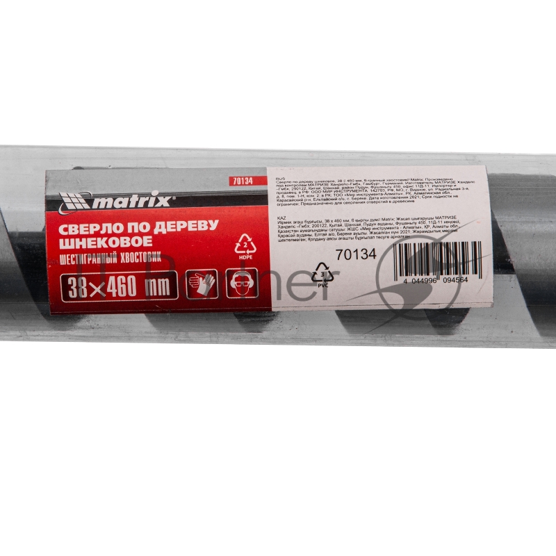 Сверло по дереву шнековое, 38 х 460 мм, 6-гранный хвостовик// Matrix