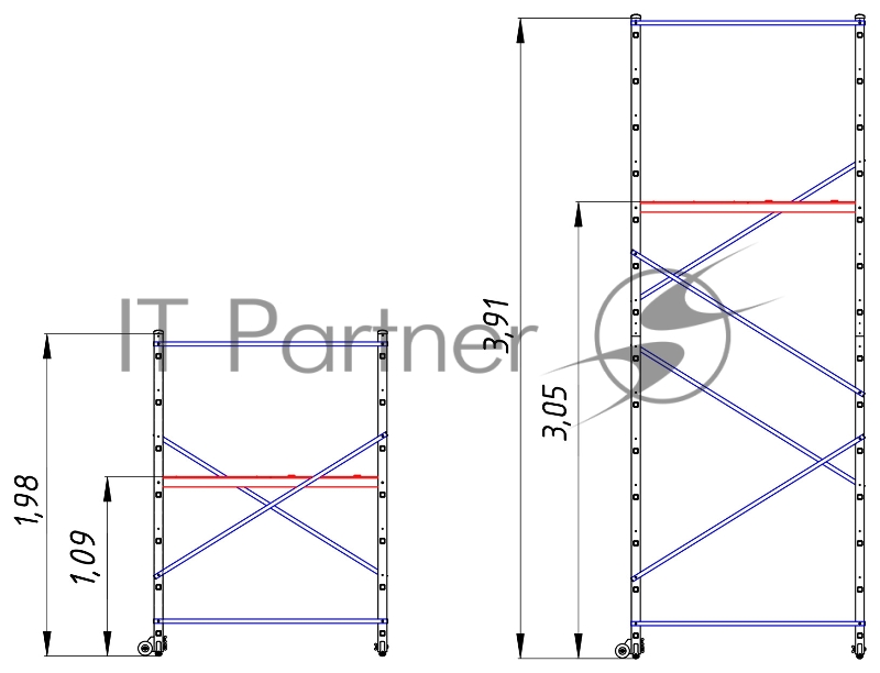 Вышка-тура Alumet Техно 3 алюминий двухсекционнаясекц. 7ступ. проф. (4107)