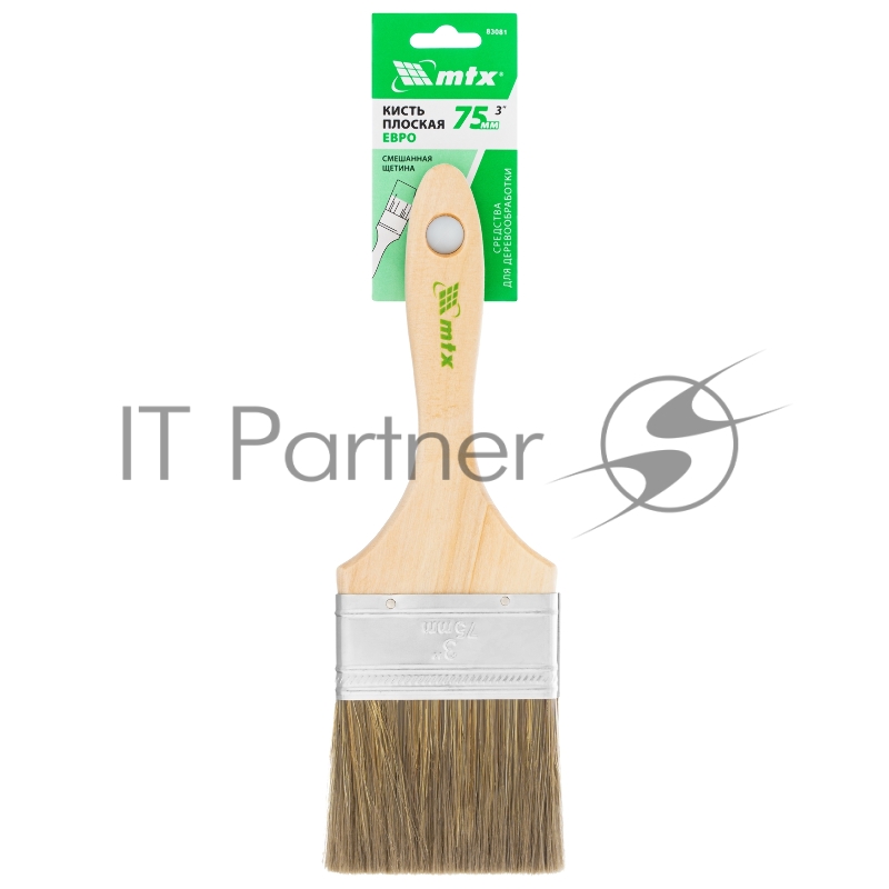 Кисть плоская Евро 3, смешанная щетина, деревянная ручка// MTX