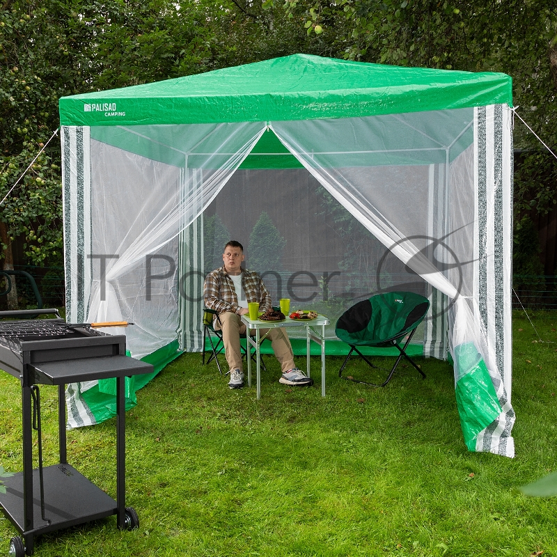 Тент садовый с москитной сеткой, 250х250/240 см, Camping// Palisad