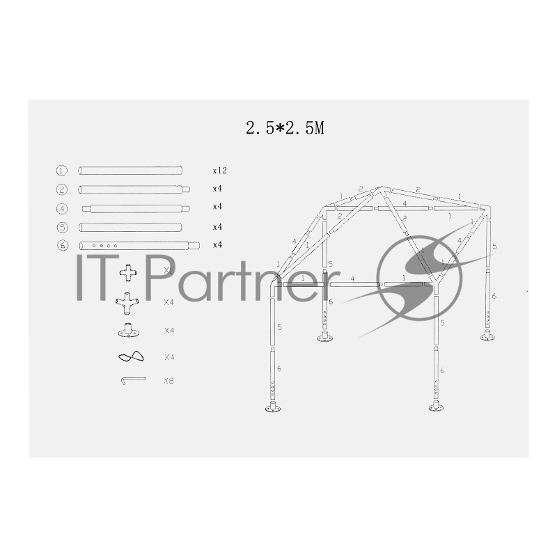 Тент садовый с москитной сеткой, 250х250/240 см, Camping// Palisad
