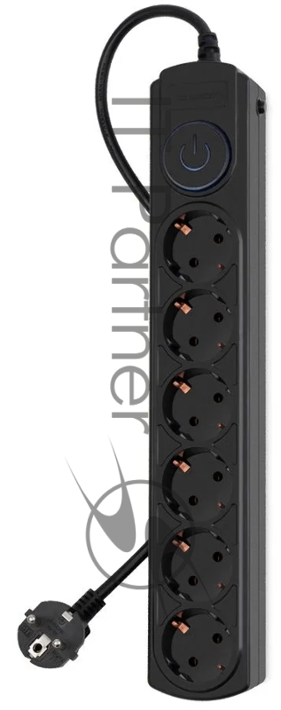 Сетевой фильтр Ippon BK-6-EU-3-10-B 3м (6 розеток) черный (коробка)