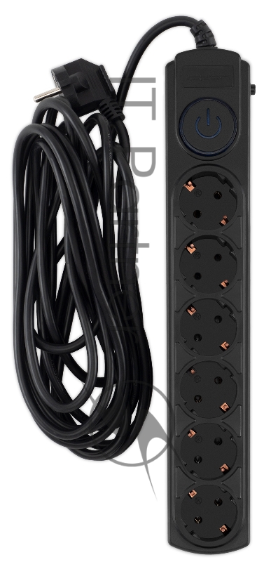 Сетевой фильтр Ippon BK-6-EU-5-10-B 5м (6 розеток) черный (коробка)