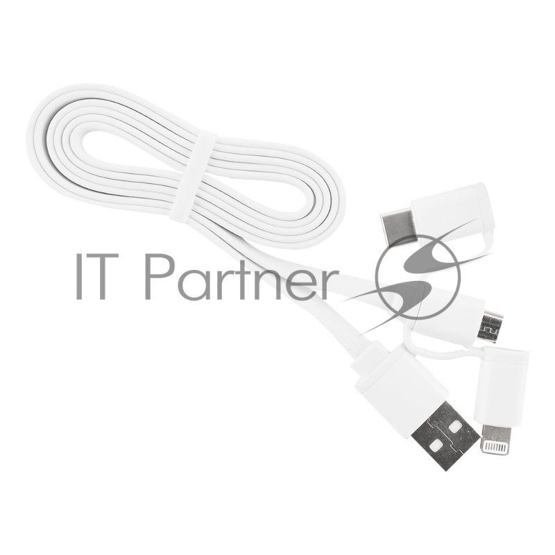 Дата-кабель Smartbuy USB - 3 в 1 Micro+Type-C+8 pin, длина 1,2 м, белый (iK-312 white)