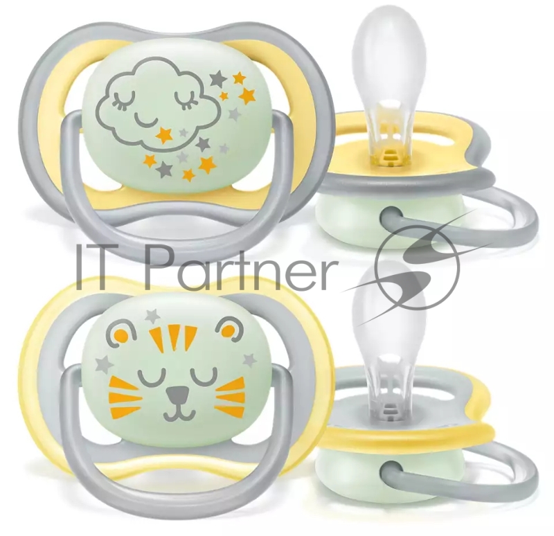 Пустышка для мальчиков Philips Avent ultra air night, с футляром для хранения и стерилизации, 2 шт, 18+ мес