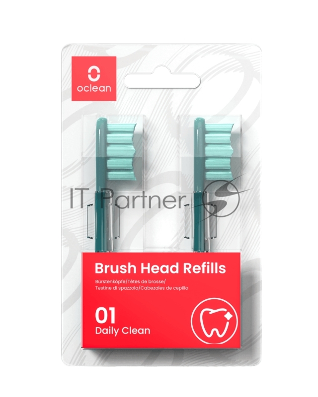 Насадки для электрической зубной щетки Oclean X Pro зеленые, 2шт