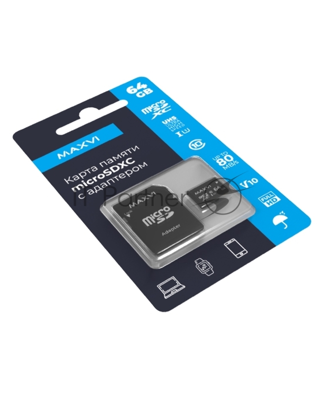 Карта памяти Maxvi (MSD64GBC10V10) microSDXC 64GB, class 10, UHS-I (1), V10