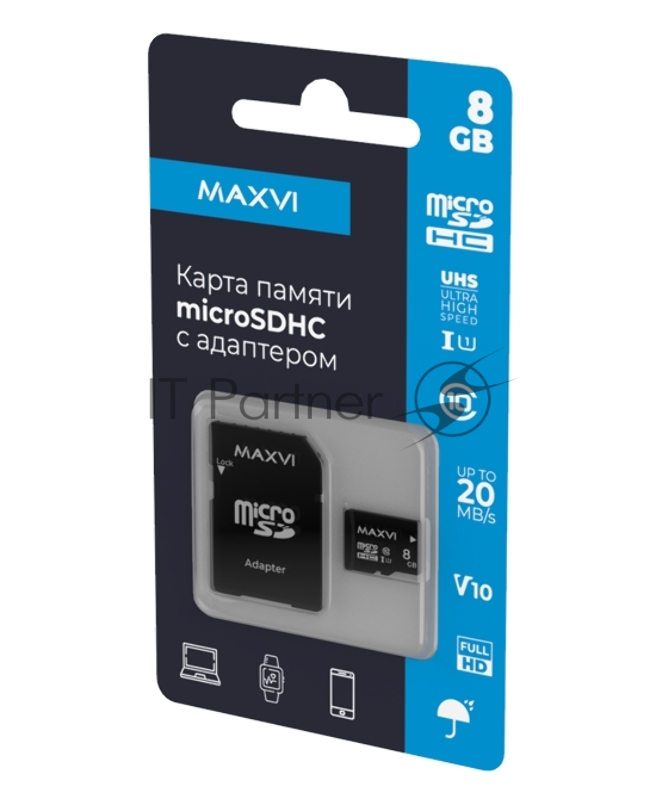 Карта памяти Maxvi (MSD8GBC10V10) microSDHC 8GB, class 10, UHS-I (1), V10