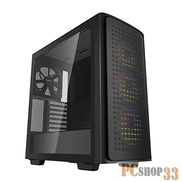 Корпус Deepcool CK560 без БП, боковое окно (закаленное стекло), 3xARGB LED 120мм вентилятора спереди и 1x140мм вентилятор сзади, черный, ATX
